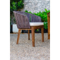 Elegant Design Poly Rattan Coffee Dining Set Wooden Legs and Table